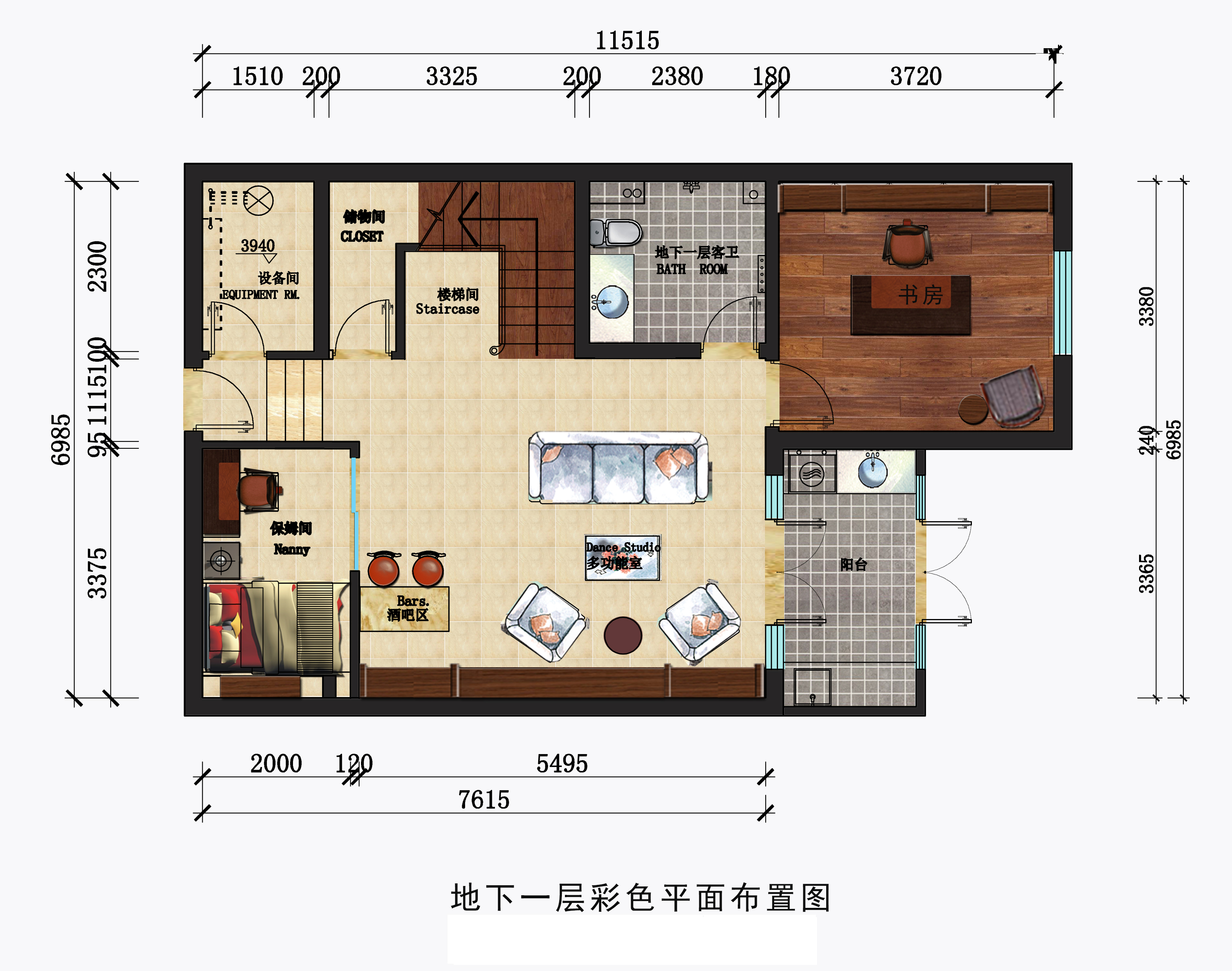 地下一层彩色平面布置图