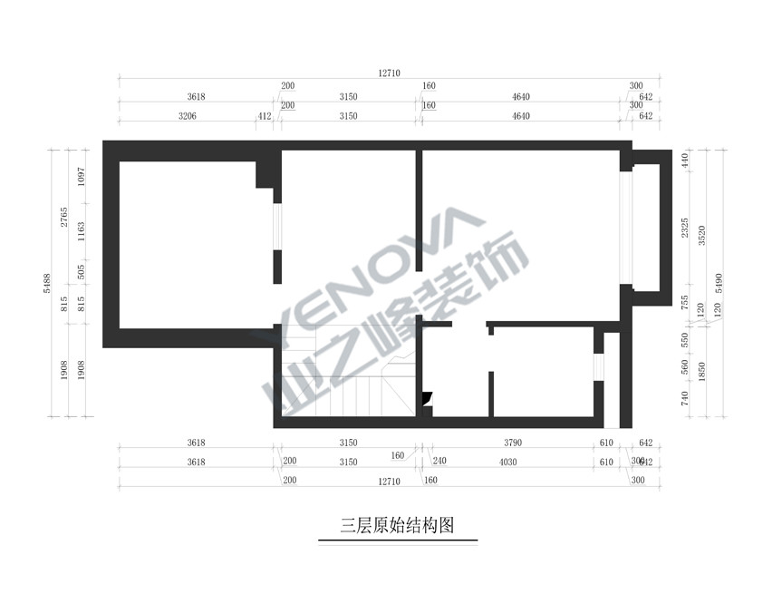 三层原始户型图