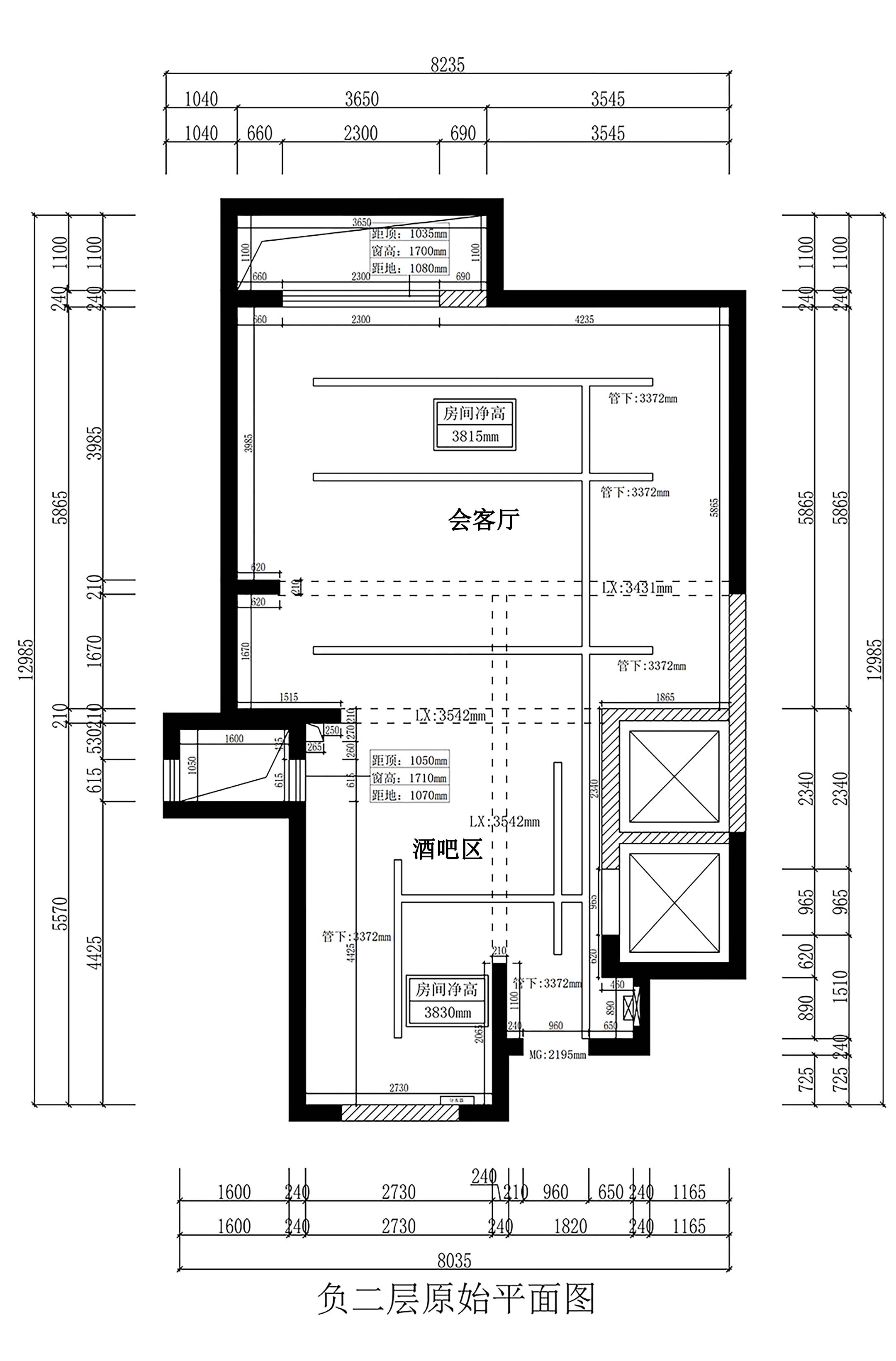 负二层原始结构图